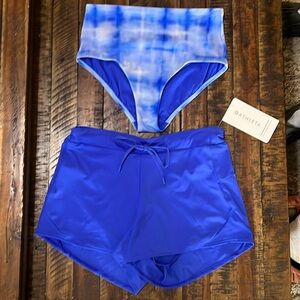 Athletha Swimsuit bottoms and swim shorts- size XS -blue